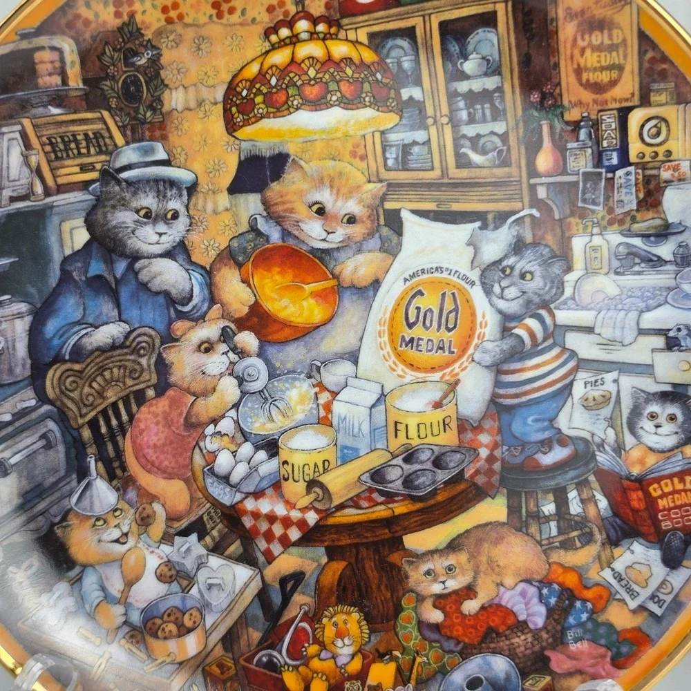 Franklin Mint Bill Bell Gold Medal Flour Cat Plates Set of 3 Signed